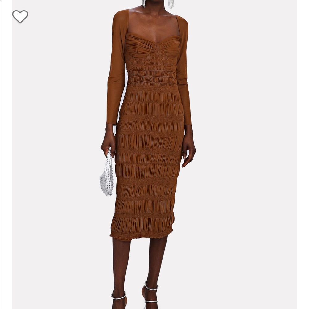 Self-Portrait Shirred Midi Dress